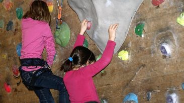 Alle wollen hoch hinaus - Wild-Kids beim Kletterkurs in Untermieming. Foto: Knut Kuckel