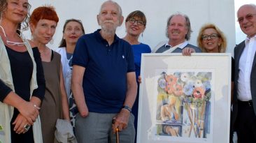 Präsentation der 12. Afra-Lithographie "Anemonen" von Elmar Kopp, Foto: Fridolin Leitner