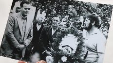 Almabtrieb Marienbergalpe der 1970er Jahre, von links: Benedikt Wallnöfer, Johann Haid, Max Pirpamer sen., Hans Jordan, genannt Brecher Franz. Foto: Privat/Gerda Pirpamer