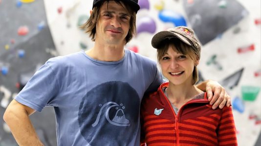 Emanuel Soraperra und Angela "Angy" Eiter im Kletterzentrum Bergstation. Foto: Knut Kuckel